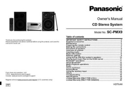 Panasonic SA-PMX9 CD Stereo System Owners Instruction Manual - £17.15 GBP