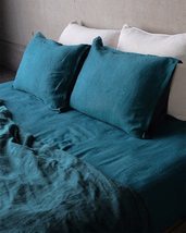 Emerald Green Linen Duvet Cover Set. Boho Linen Duvet Cover and Linen Pillowcase - £27.40 GBP+