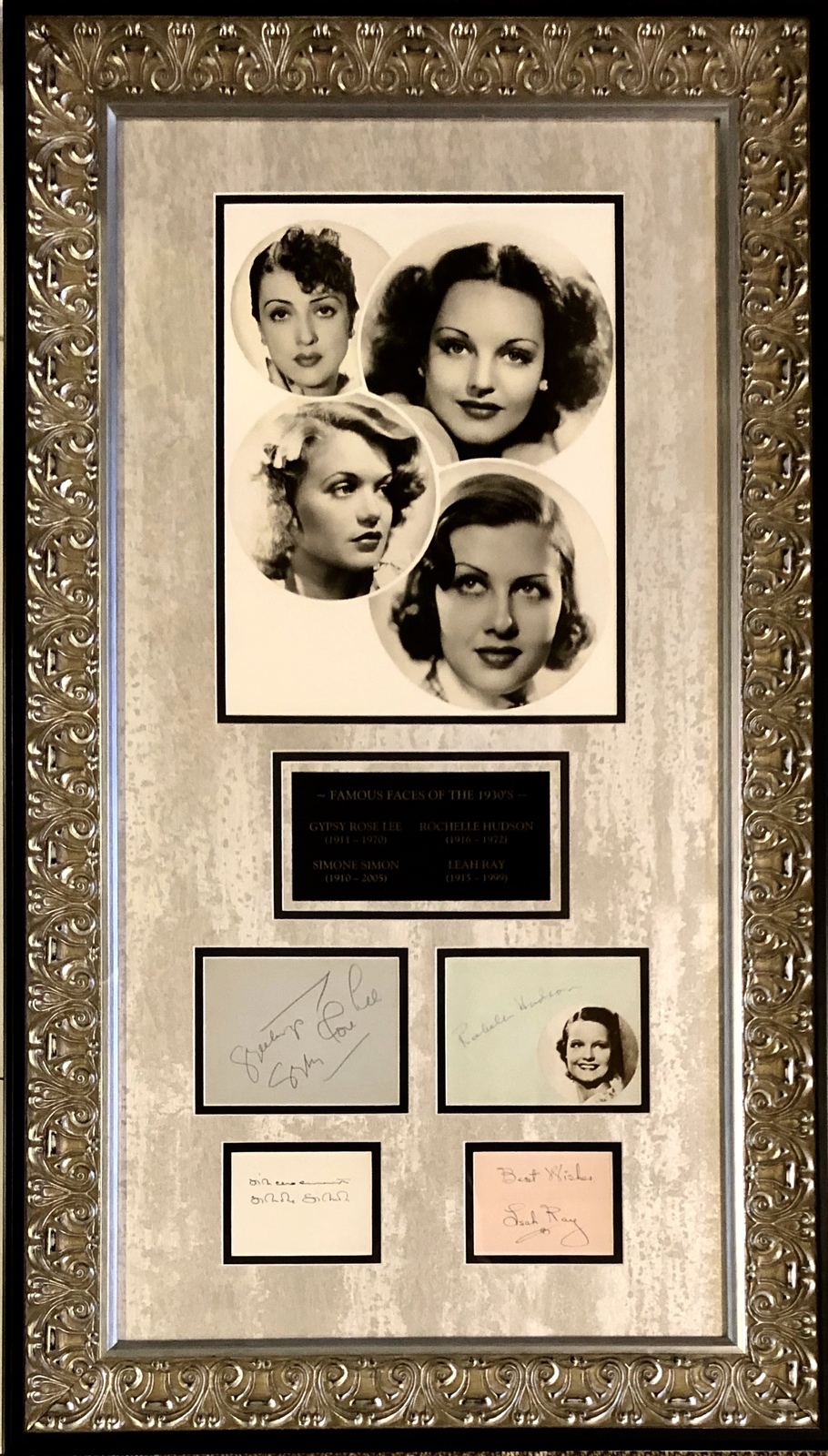Primary image for GYPSY ROSE LEE SIMONE SIMON ROCHELLE HUDSON LEAH RAY 1930's Autographed JSA LOA