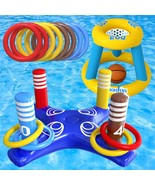 Pool Floats Toys Games Set - Floating Basketball Hoop Inflatable Cross R... - £31.26 GBP