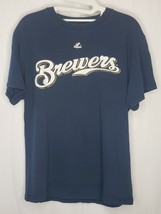Milwaukee Brewers T Shirt Carlos Gomez Majestic Mens Size Medium Navy Blue MLB - £8.38 GBP