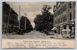 Cortland NY Tompkins Street Looking West 1907 Postcard B50 - £6.13 GBP