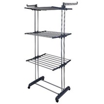Clothes Drying Rack Rolling Collapsible Laundry Dryer Hanger Stand Rail Shelv... - £38.69 GBP