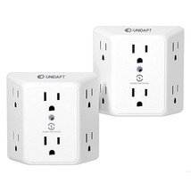 Multi Plug 6 Outlet Extender, 2 Pack Surge Protector Wall Splitter, 1800J Power  - £24.29 GBP