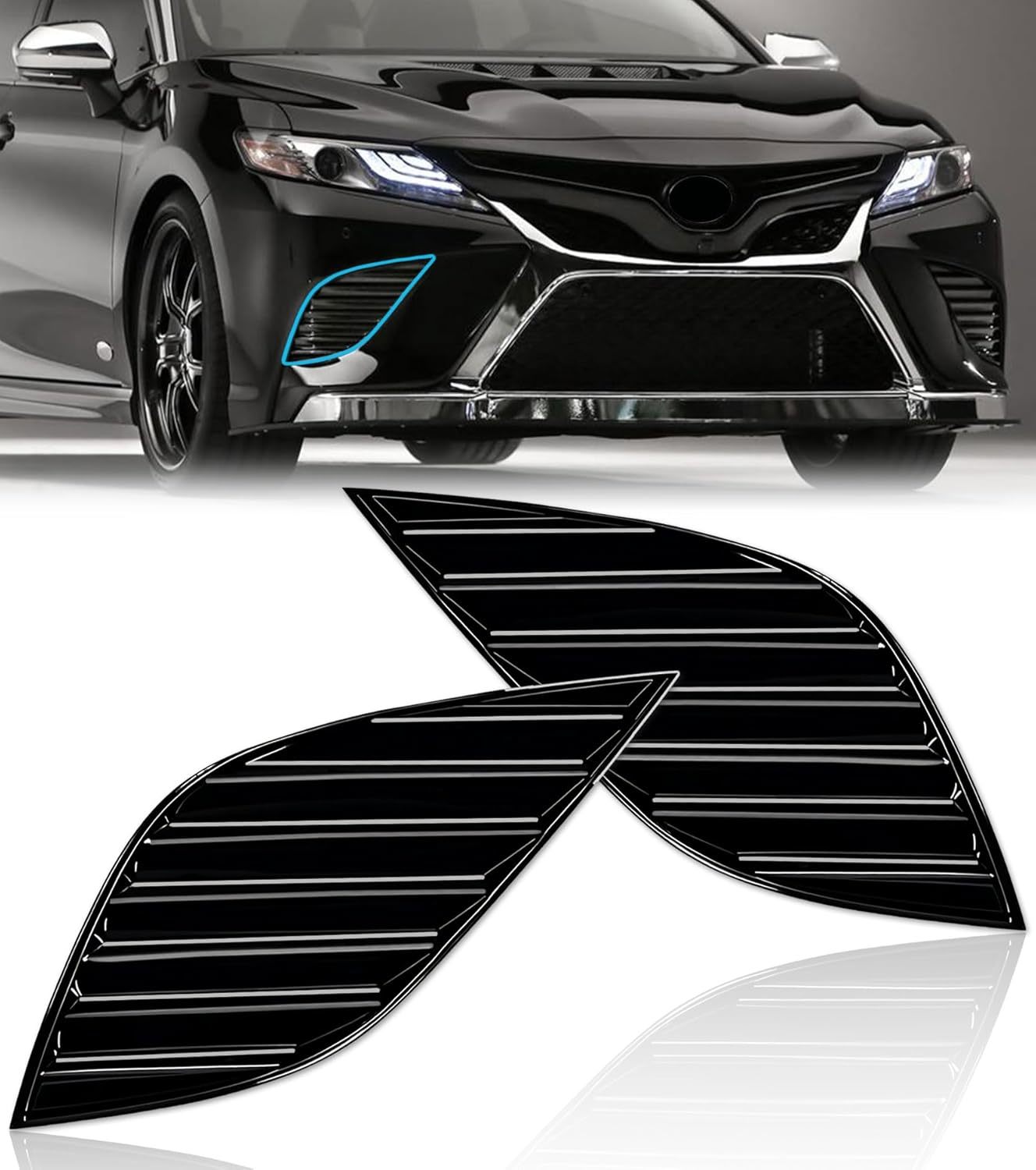 Front Bumper Fog Light Cover Compatible with Toyota Camry SE XSE 2018 20... - £34.13 GBP