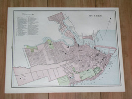 1898 Antique Map Of Quebec City / Canada - £22.28 GBP