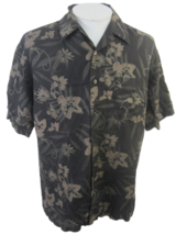Perry Ellis Men Hawaiian camp shirt L pit 2 pit 25.5  vintage tropical floral - £19.45 GBP
