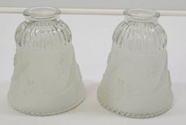 G1) 2 Replacement Frosted Glass Holly Floral Fixture Lamp Shades 2-1/8&quot; Fitter - $19.79