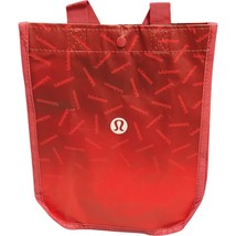 Lululemon Small Reusable Carryall Holiday Shopping Gym Tote Bag Red Logo Snap - £11.15 GBP