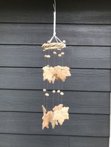 Tranquil Garden Clay Wind Chimes Small Grape Leaves Fall Autumn Asian Handmade - £15.66 GBP