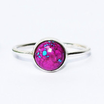 925 Sterling Silver Purple Turquoise Ring Handmade Jewelry Gemstone Ring - £26.28 GBP