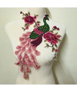 2Pcs Peacock Flower Embroidered Lace Neckline Collar Warm Tones Floral B... - £16.05 GBP