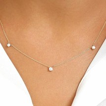 1/3CT Moissanite Solitaire 3-Stone Station Choker Necklace 18&quot; Cyber Mon... - £29.40 GBP