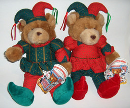 VINTAGE COMMONWEALTH BROWN TEDDY BEARS CHRISTMAS STUFFED ANIMAL PLUSH TOY - $49.49