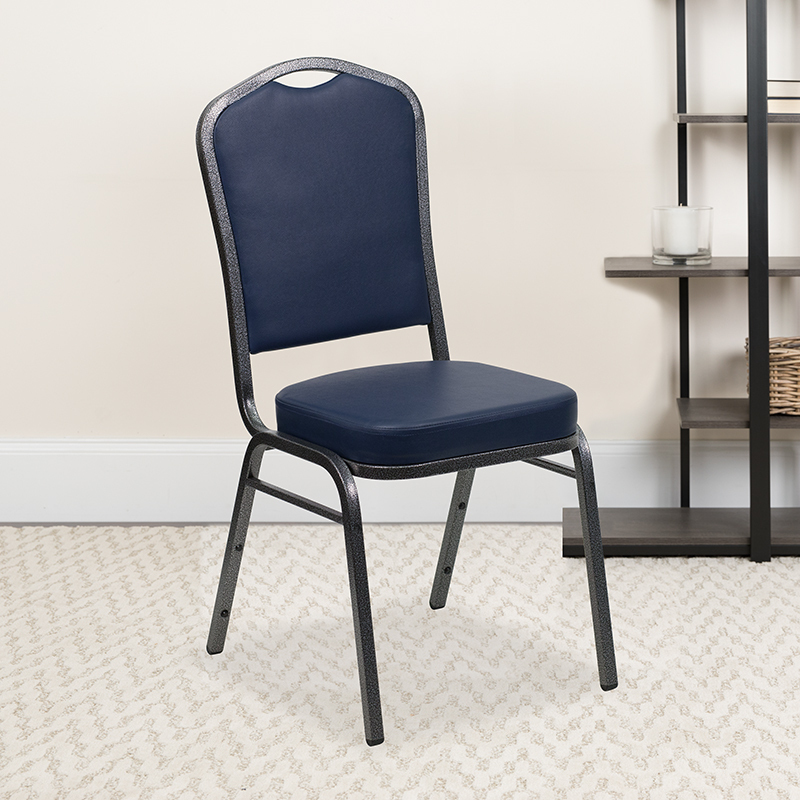 Navy Vinyl Banquet Chair FD-C01-SILVERVEIN-NY-VY-GG