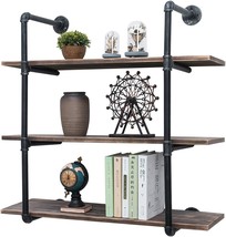 Industrial Pipe Shelving Wall Mounted, 36&quot; Rustic Metal Floating Shelves, - £119.26 GBP