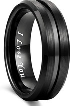 Greenpod Mens Tungsten Ring Wedding Band - Engraved I Love You - Size 8 - $10.34