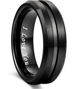 Greenpod Mens Tungsten Ring Wedding Band - Engraved I Love You - Size 8