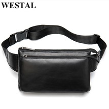 WESTAL Men&#39;s Waist Bag Genuine Leather For Men Male Fanny Pack Designer Brand Ba - £38.85 GBP