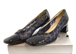 Ingledew&#39;s By Roberto Capucci Blue Lace Medium Heel Shoes Size 10 AA Closed Toe - £19.30 GBP