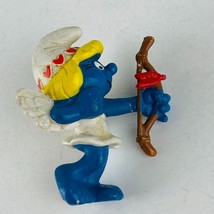 Smurf Smurfette Valentines Cupid Bow 1982 Schleich Peyo Toy Figure Pretend Play - £7.33 GBP