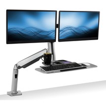Stand Up Workstation With Dual Monitor Mount - Standing Desk Converter With Heig - £290.12 GBP
