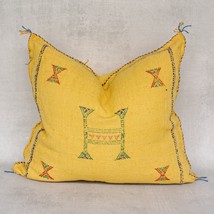 Yellow Pillows silk, Cactus Silk Pillow, Moroccan Lumbar Handmade Silk - £51.75 GBP