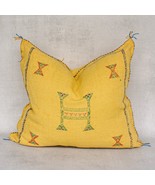 Yellow Pillows silk, Cactus Silk Pillow, Moroccan Lumbar Handmade Silk - $64.55