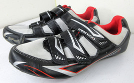 Venzo MX 3-Strap Cycling Shoes w/ 3-Bolt Cleats Black Red Size 11 US Men&#39;s 29 CM - £31.11 GBP