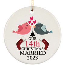 14th Wedding Anniversary 2023 Ornament Gift 14 Years Christmas Married T... - $14.80