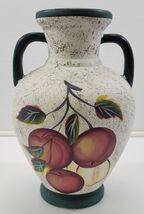 *A) Floral Fruit Orchard Double Handle Ceramic Pottery Vase - $29.69