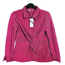 Katies Blouse Long Sleeve Twist Button Front Pink Size Small NEW - $18.57