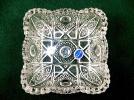 Imperial Square Glass Dish, Vintage 1982 Mark, Starbursts &amp; Lines, Sawtooth Rim - £19.54 GBP