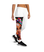 Eco-Friendly Indigenous Print Joggers – Women&#39;s White Comfort Pants - £51.47 GBP+