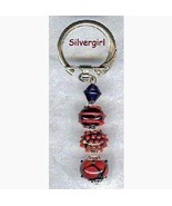 Red and Black Glass Lampwork Beaded Key Chain  - £7.18 GBP