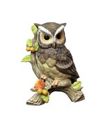 Vintage Brinns Ceramic Owl Figurine on Branch Colorful Leaves &amp; Nuts 5.5... - €12,78 EUR