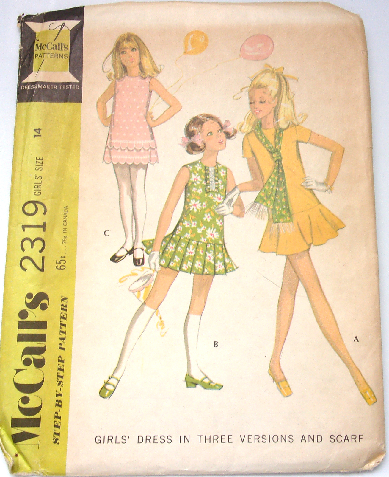 Primary image for Vintage McCall’s Girls’ Dress & Scarf Size 14 #2319 1970 New