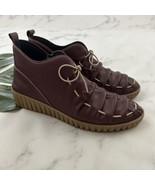 Spring Step Womens Ankle Boot Booties Size 42 Red Purple Leather Low Wedge - $67.68 CAD