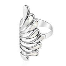 Brilliant Peacock Feathers White Seashell Inlay Sterling Silver Ring - 9 - £18.35 GBP