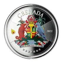 1 Oz Silver Coin 2021 EC8 Grenada $2 Scottsdale Mint Color Proof - Coat ... - £101.60 GBP