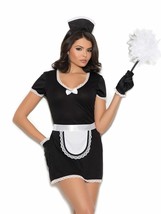 Elegant Moments Womens Sexy French Maid Halloween Roleplay Costume Med Black - £42.55 GBP