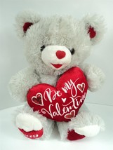 2019 Dan Dee Sweetheart Plush Gray Teddy Bear Holding Red Valentine Heart - 18&quot; - £15.45 GBP