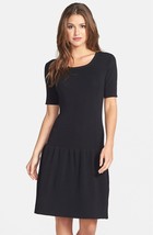 New Womens Betsey Johnson Drop Waist Sweater Dress Black S Small Knee Rayon SS  - £139.54 GBP