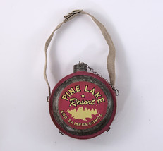 Pine Lake Resort And Campgrounds Advertising Mini-Canteen Wall Hanging 3.5&quot; Dia. - £15.84 GBP