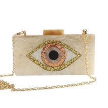New Famous  Acrylic Evening Bags  Pattern Chain  Crossbody Bag Casual Clutch Pur - £76.70 GBP