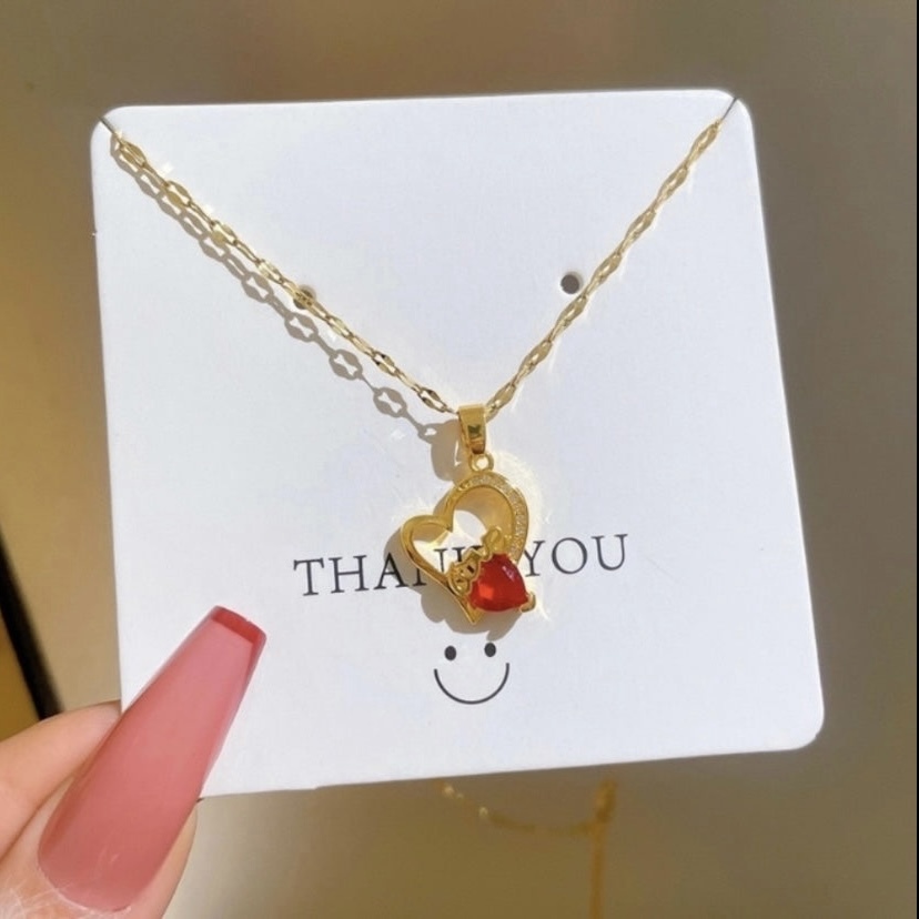 Primary image for 18K Gold Plated Birthstone Crystal Love Heart Pendant Necklace for Women