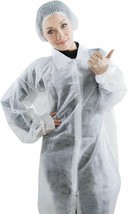 25 White 42gm Polypropylene Lab Coats Small Size No Pockets Snap Front Elastic - £92.15 GBP