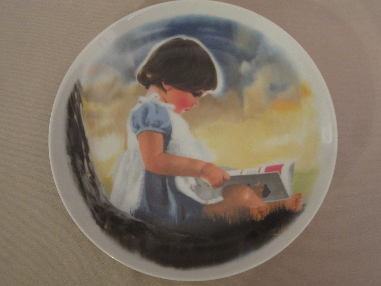 Primary image for BY MYSELF collector plate DONALD ZOLAN Zolan's Children #3  CHILD READING