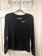 Nike Dri-Fit Women’s Long Sleeve Exercise Top Size Medium Black /White W... - £9.54 GBP