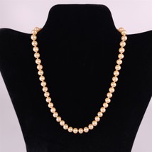 ✅ Vintage Faux Pearl Necklace 16&quot; Long Knotted Gold Plate Bead Womens - £5.81 GBP